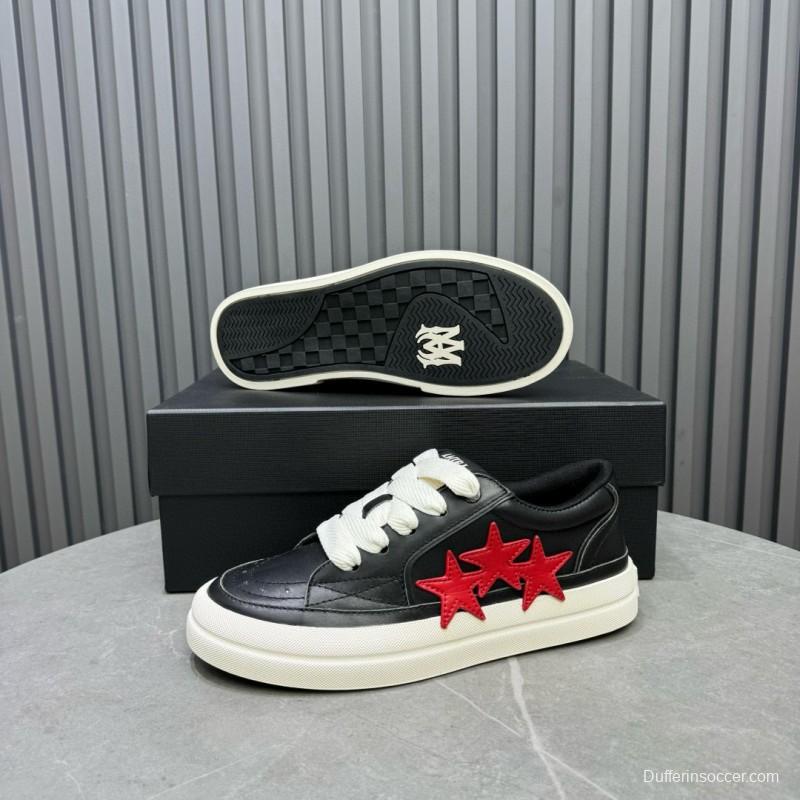 2024 Unisex Amiri Black Red Leather Sneakers MJ00300