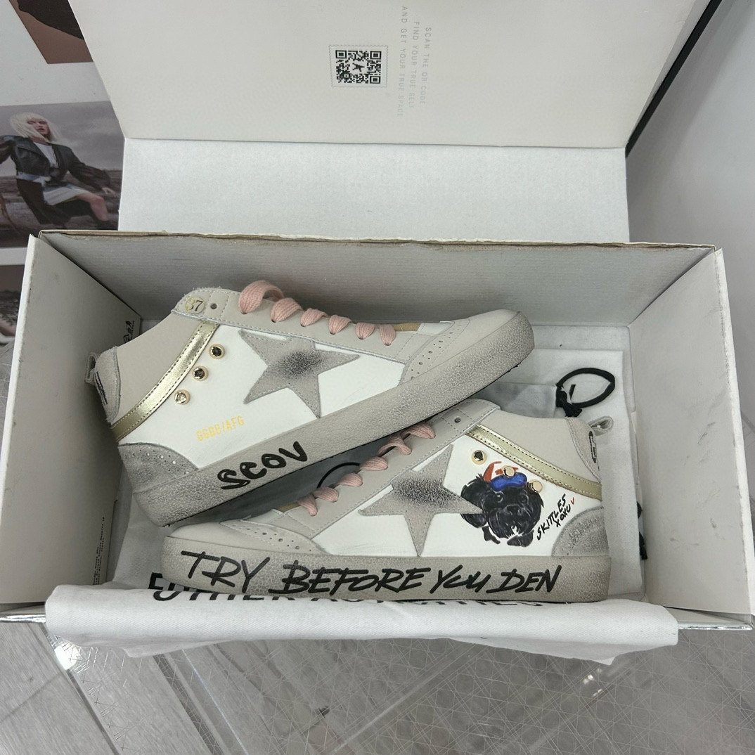 2024 Unisex GGDB White Pink Grey Suede Leather High Top Sneakers MJ00300