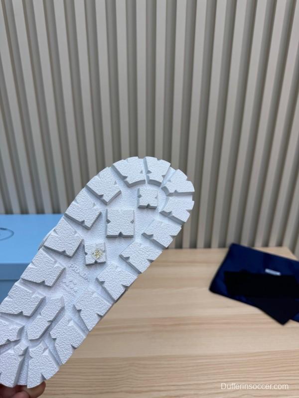 2025 Slippers Prada Light Gray Suede Slippers LY00280