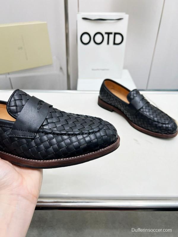 2024 Men Brunello Cucinelli Black Leather Loafers MJ00500