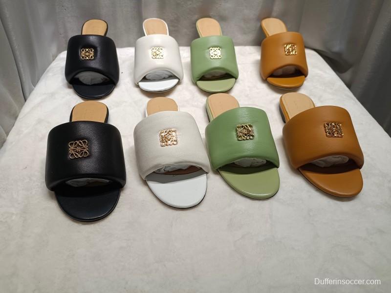 2025 Women Loewe Tan Leather Slippers LY00260