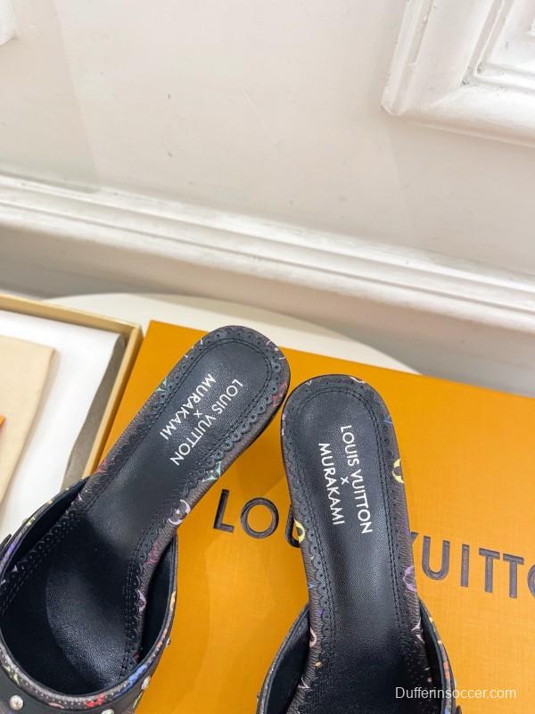 2025 Women Louis Vuitton Multicolor Leather Kitten Heel Studded MJ00290