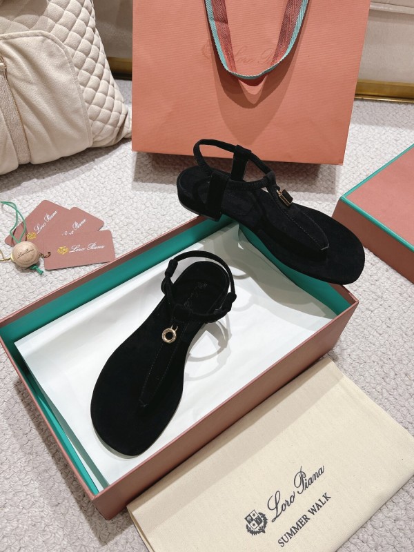 2025 Women Le Parmentier Black Suede Sandals