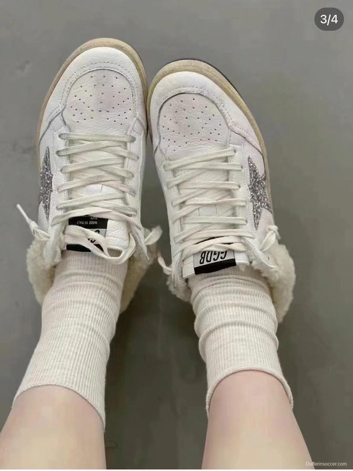 2024 GGDB white silver leather shearling sneakers MJ00280