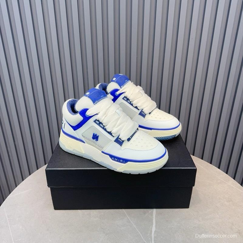 2024 Unisex Amiri White Blue Leather Sneakers MJ00360