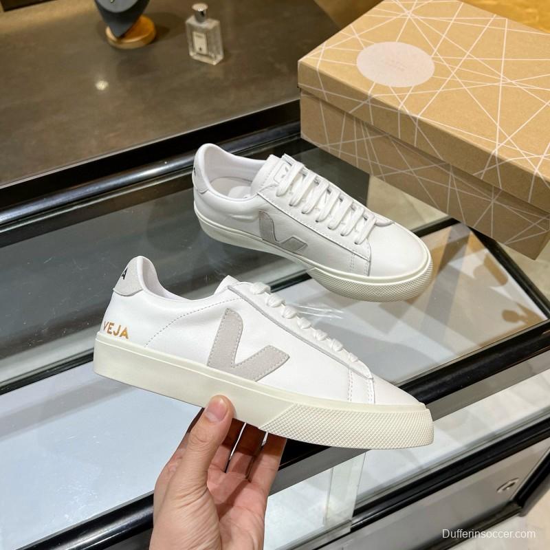 2025 Unisex VEJA White Grey Leather Canvas Sneakers MJ00240