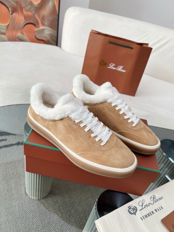 2024 Women LP Kummel Brown Suede Shearling Low-top Sneakers MJ00350