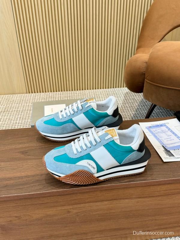 2025 Unisex TOM FORD Blue White Black Suede Leather Sneakers LY00360(F)/LY00370(M)