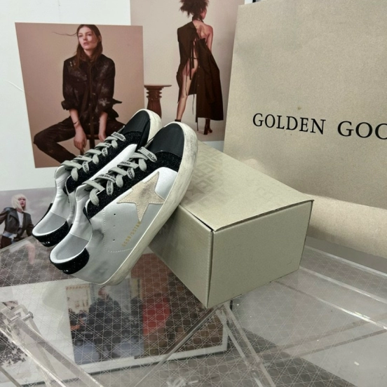 2025 Women GGDB White Black Leather Suede Sneakers