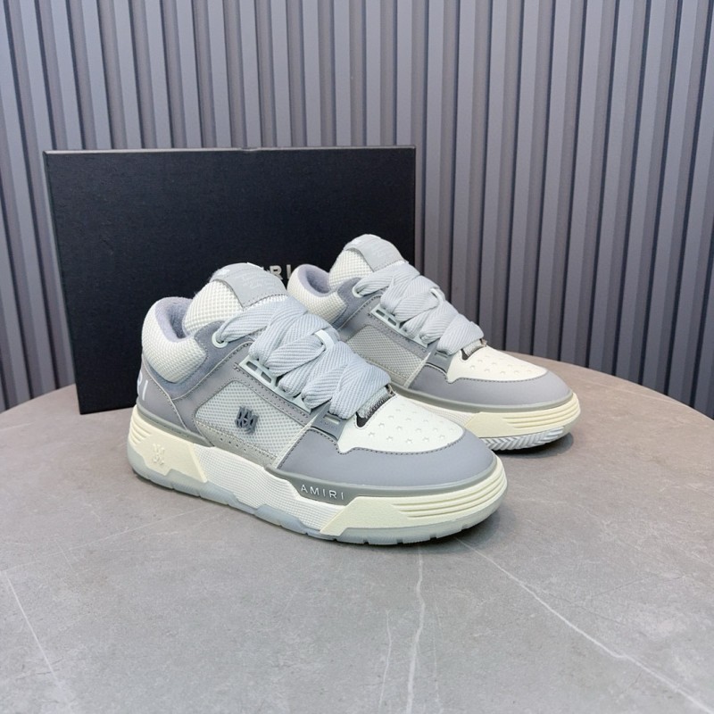 2024 Unisex Amiri Grey White Leather Suede Sneakers MJ00360