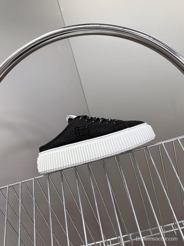 2025 Women Miu Miu Black Canvas Sneakers LY