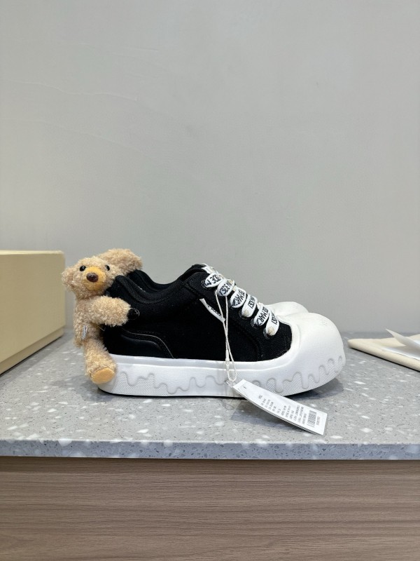 2025 Women 13DE MARZO Black Canvas Small Bear Toy Sneakers KFY00280