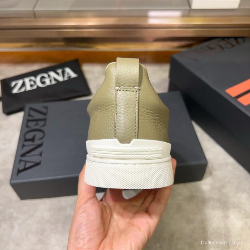 2024 Men Ermenegildo Zegna Green Suede Calfskin Sneakers MJ00280