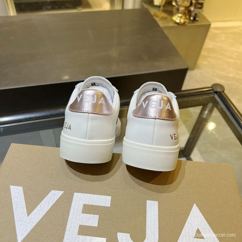 2024 Women VEJA White Rose Gold Leather Sneakers