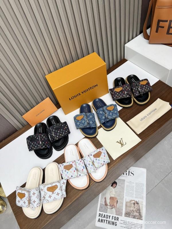 2025 Unisex Louis Vuitton Multicolor Leather Slippers KFY00230