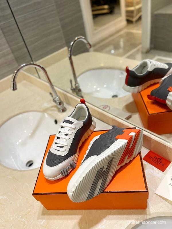 2024 Unisex Hermès Black White Imported Silk Sheepskin Imported Suede Casual Sneakers MJ00320