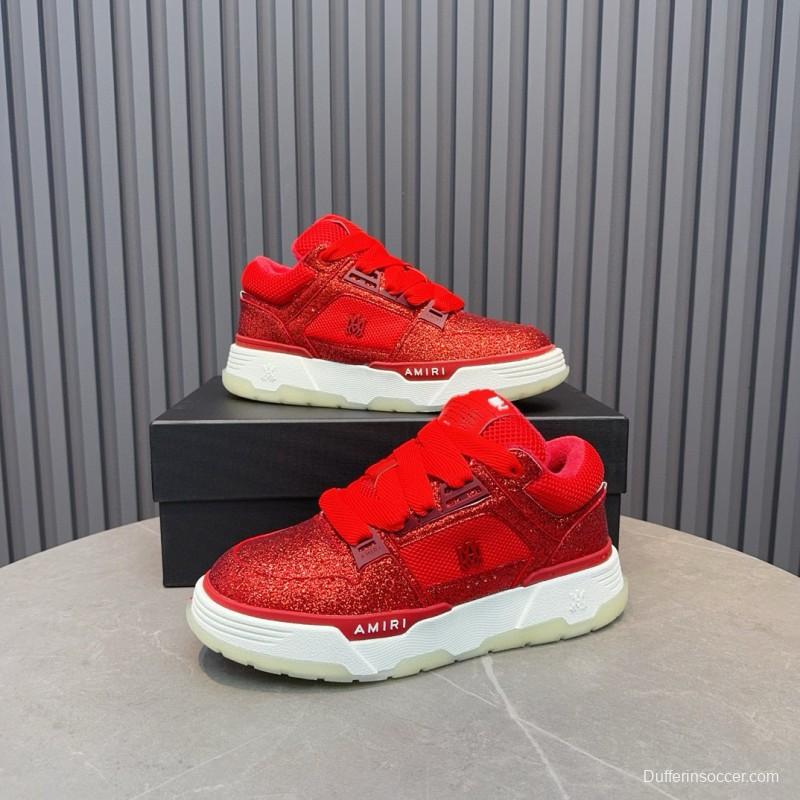 2024 Unisex Amiri Red Mesh Suede Sneakers MJ00360