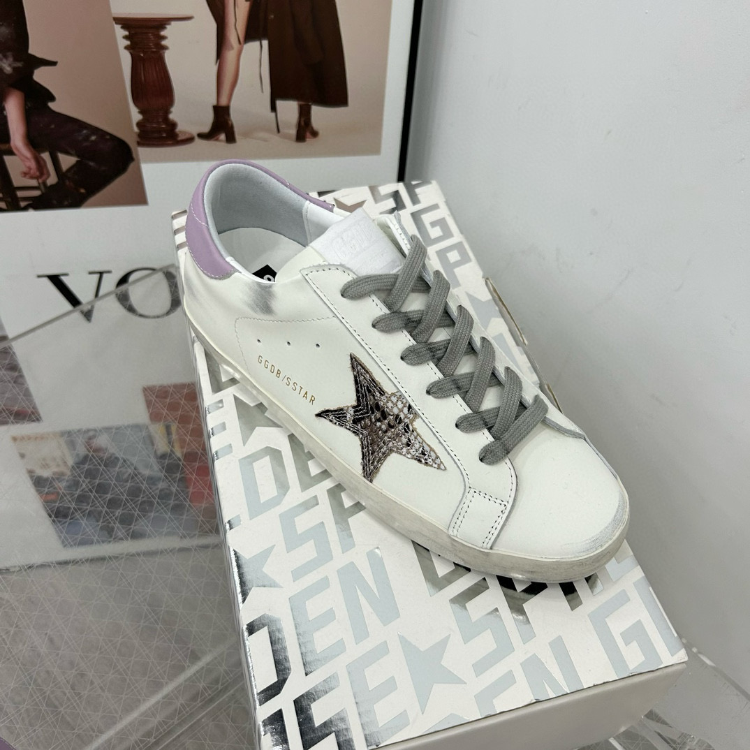 2025 Women GGDB White Grey Leather Sneakers