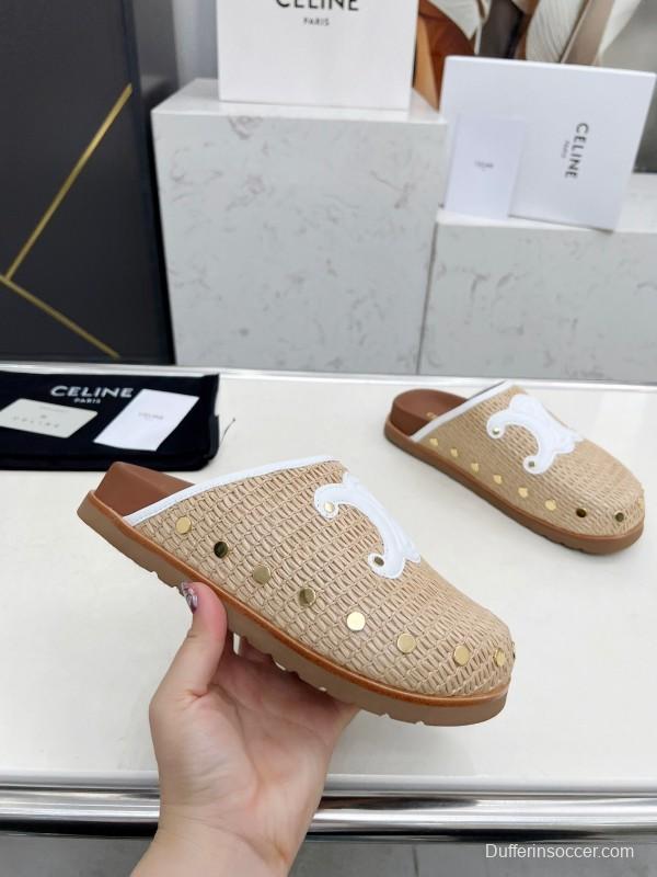2025 CELINE Beige Leather Slippers LY00241