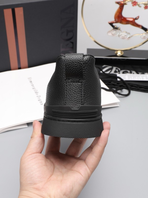 2024 Men Ermenegildo Zegna Black Leather Sneakers MJ00240