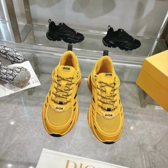 2024 Unisex Dior Yellow Mesh Sneaker MJ00360