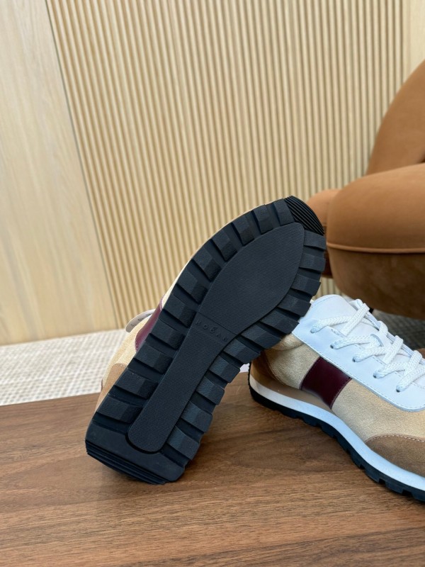 2025 Men HOGAN Beige White Burgundy Suede Leather Sneakers