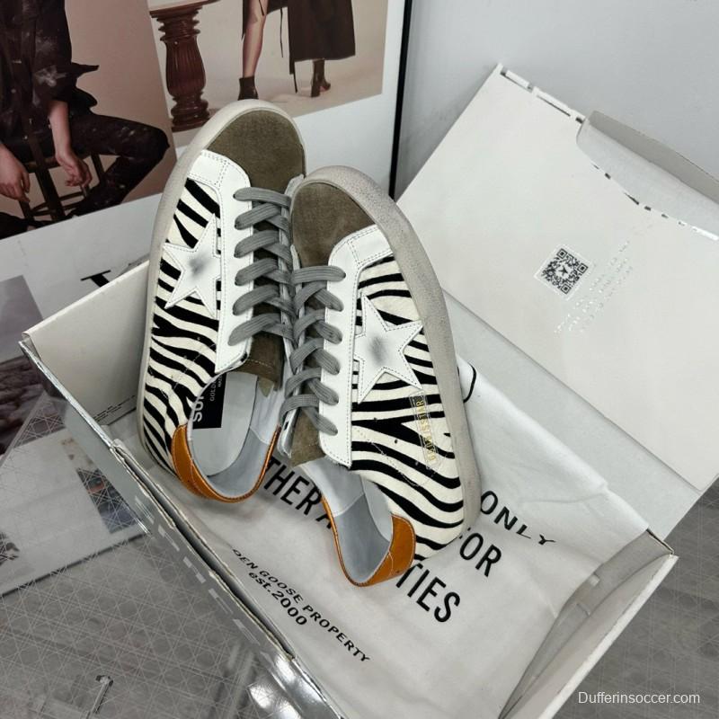 2025 Women GGDB White Black Zebra Leather Suede Sneakers