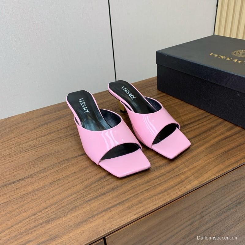 2025 Slippers VERSACE Pink Patent Leather Slippers