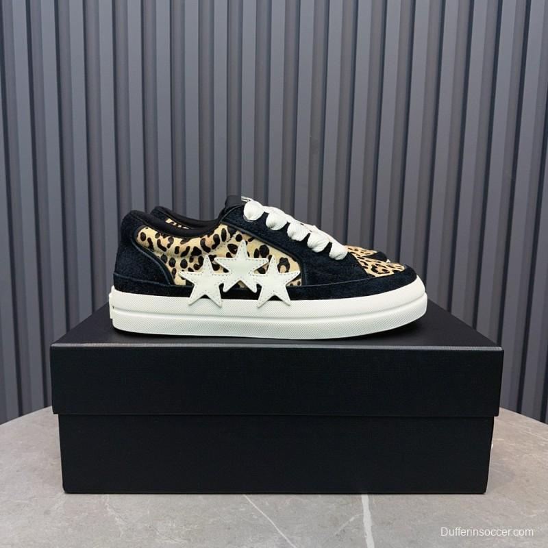 2024 Women Amiri Black Leopard Suede Leather Sneakers MJ00300