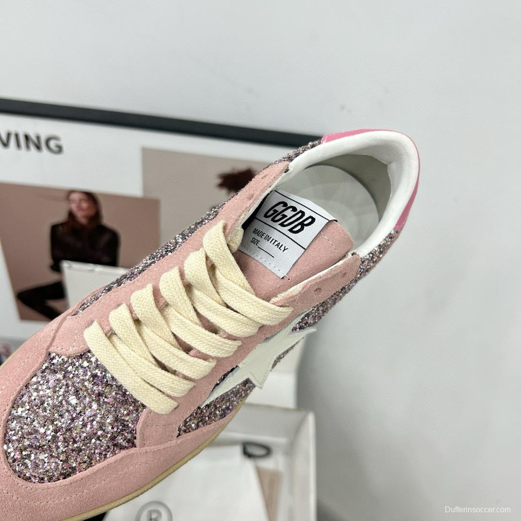 2024 Women GGDB Pink White Glitter Suede Sneakers MJ00260