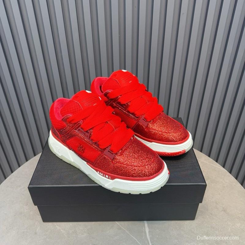 2024 Unisex Amiri Red Mesh Suede Sneakers MJ00360