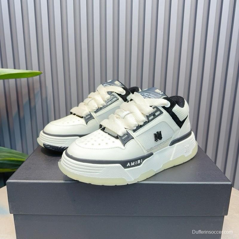 2024 Unisex Amiri White Black Leather Sneakers MJ00360