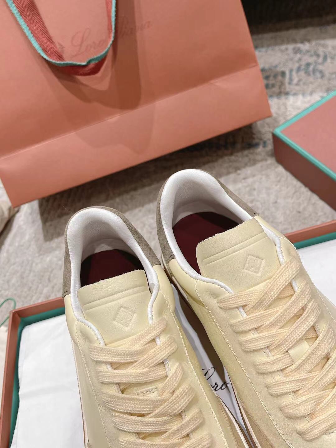 2025 Unisex Le Parmentier Cream Beige Suede Leather Sneakers LY00320(F)/LY00330(M)