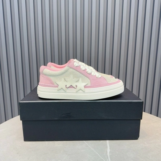 2024 Women Amiri Pink White Canvas Sneakers MJ00300