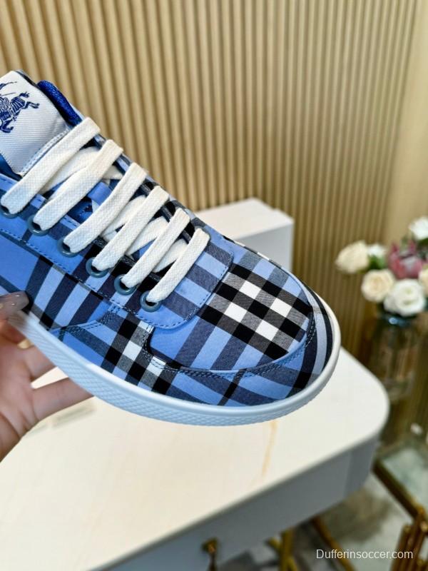 2024 Men Burberry Blue Black White Cotton Casual Shoes MJ00320