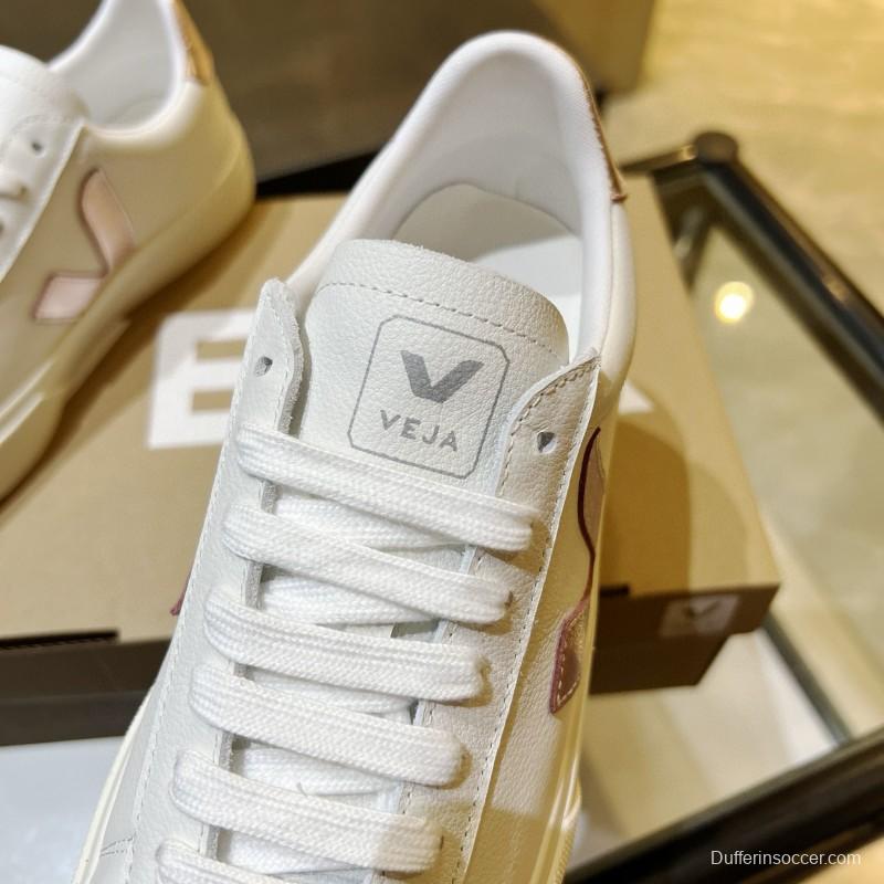 2024 Women VEJA White Rose Gold Leather Sneakers