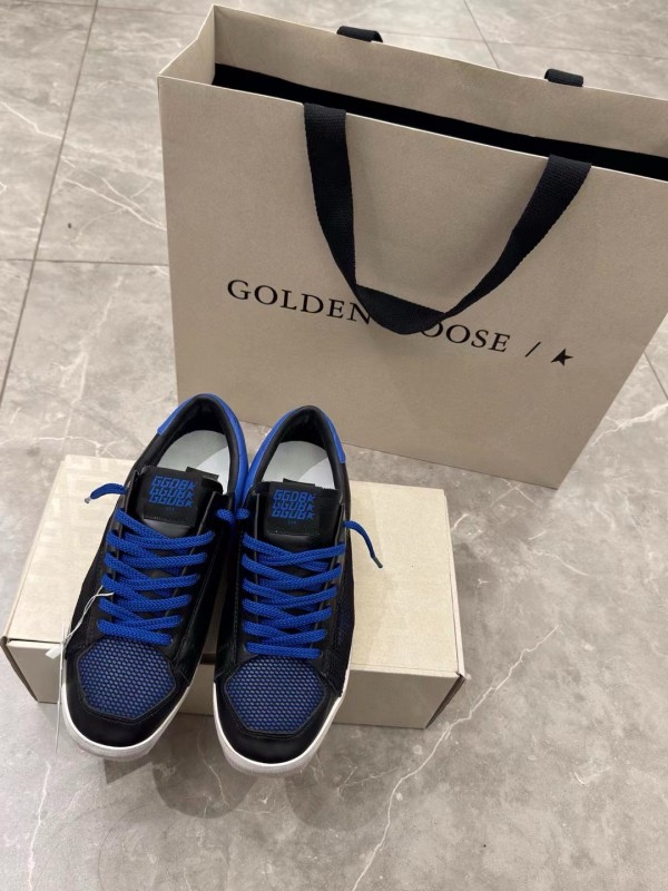 2024 Unisex GGDB Black Blue Leather Mesh Low Top Sneakers MJ00260