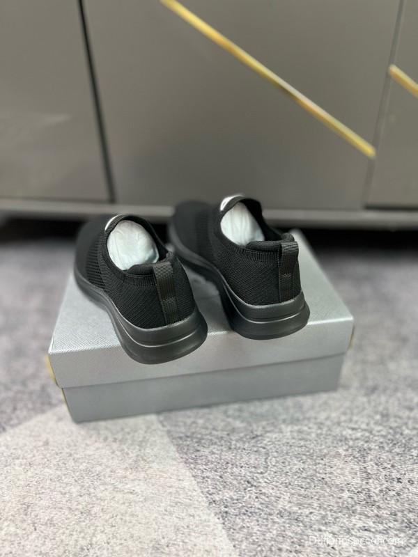 2024 Men Prada Black Knit Sneaker MJ00230