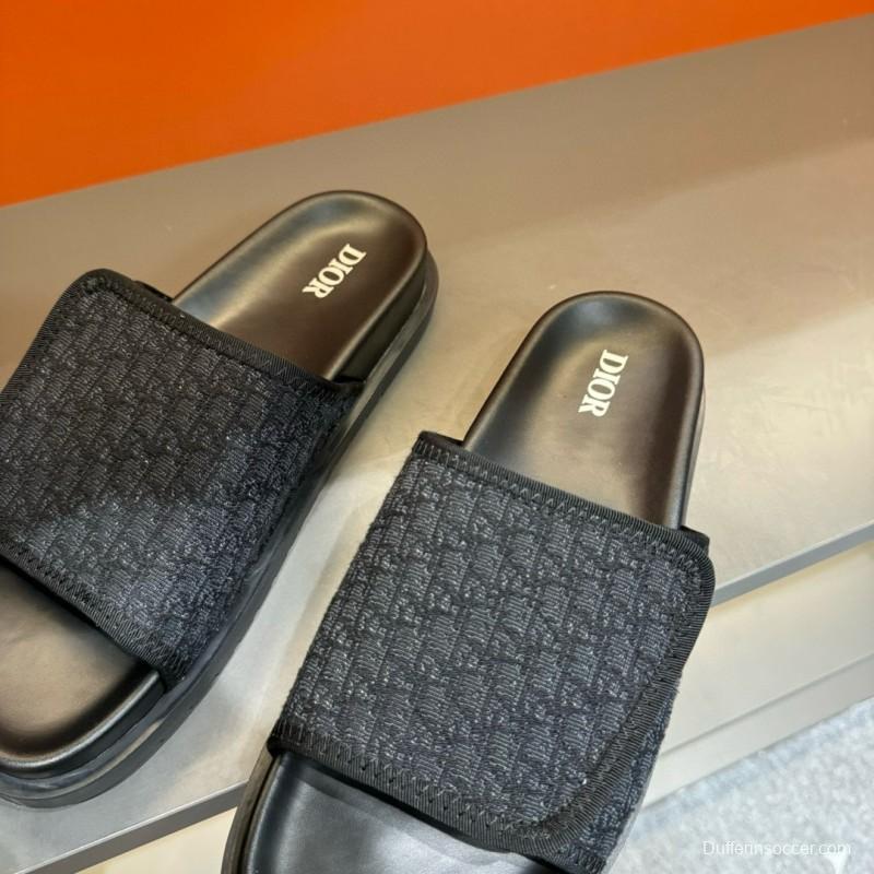2024 Dior black fabric leather slippers MJ00180