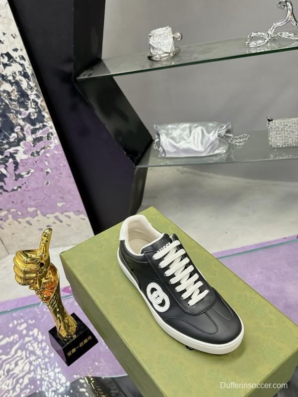 2024 Unisex Gucci Black White Leather Suede Sneakers MJ00310