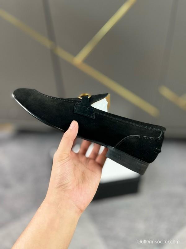 2024 Men Gucci Black Suede Leather Loafers MJ00280