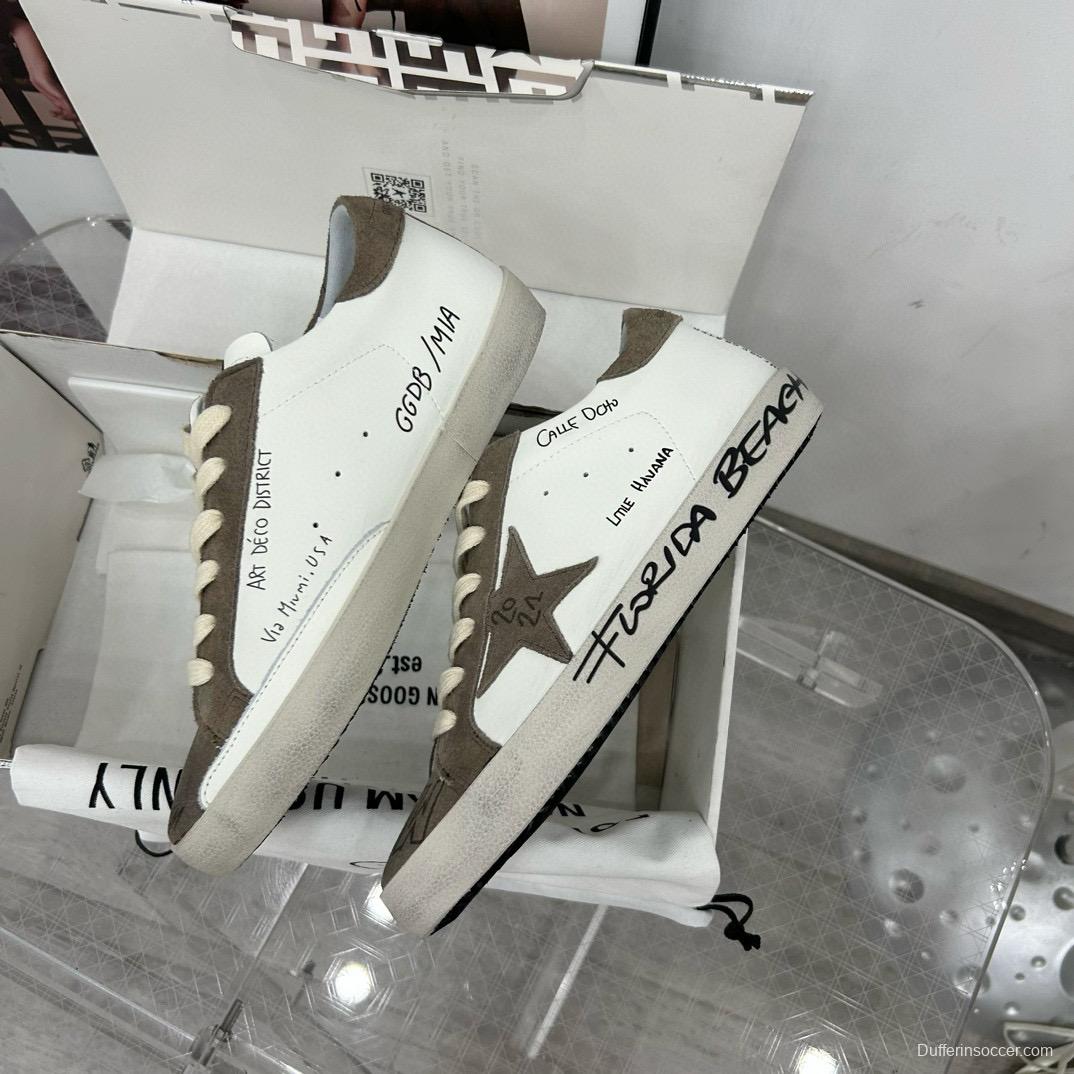 2024 Women GGDB White Grey Suede Leather Sneakers