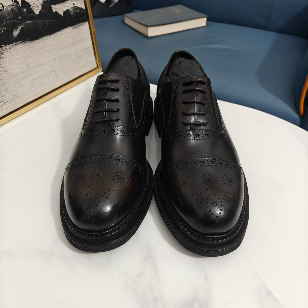 2024 Men Dolce & Gabbana Black Leather Derby Shoes MJ00420