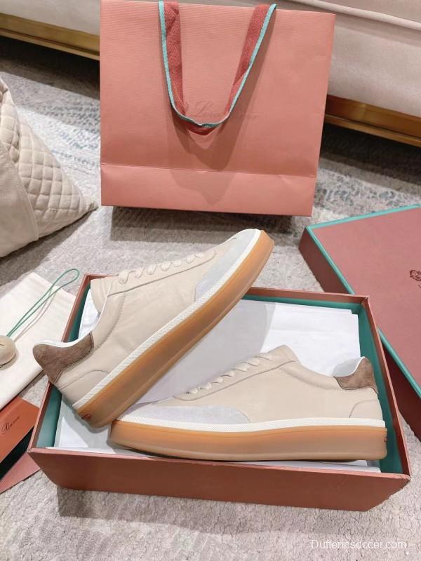 2025 Unisex Le Parmentier White Beige Soft Cow Leather Sneakers Advanced Craftsmanship LY00320(F)/LY00330(M)