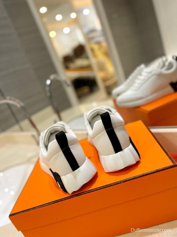 2024 Unisex Hermès White Imported Silk Calfskin Rain Cloth Casual Sneakers MJ00320