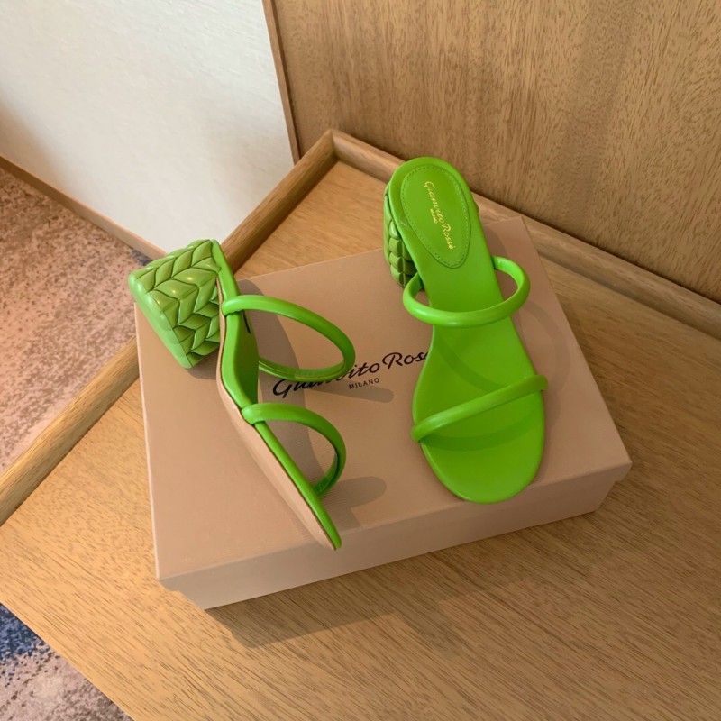 2025 Women Gianvito Rossi Green Leather Slippers