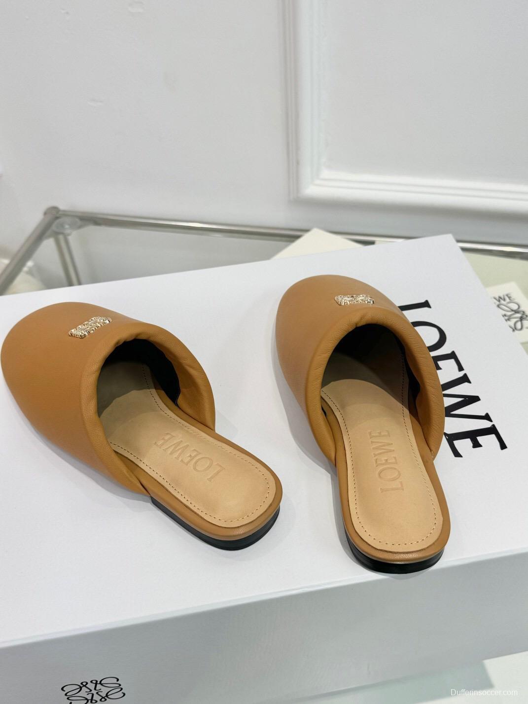 2025 Women Loewe Brown Leather Slippers LY00270