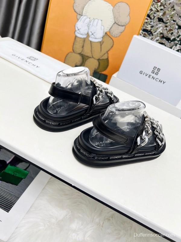 2025 Women Givenchy Black Transparent Rubber Sandals Chain Detail LY00260