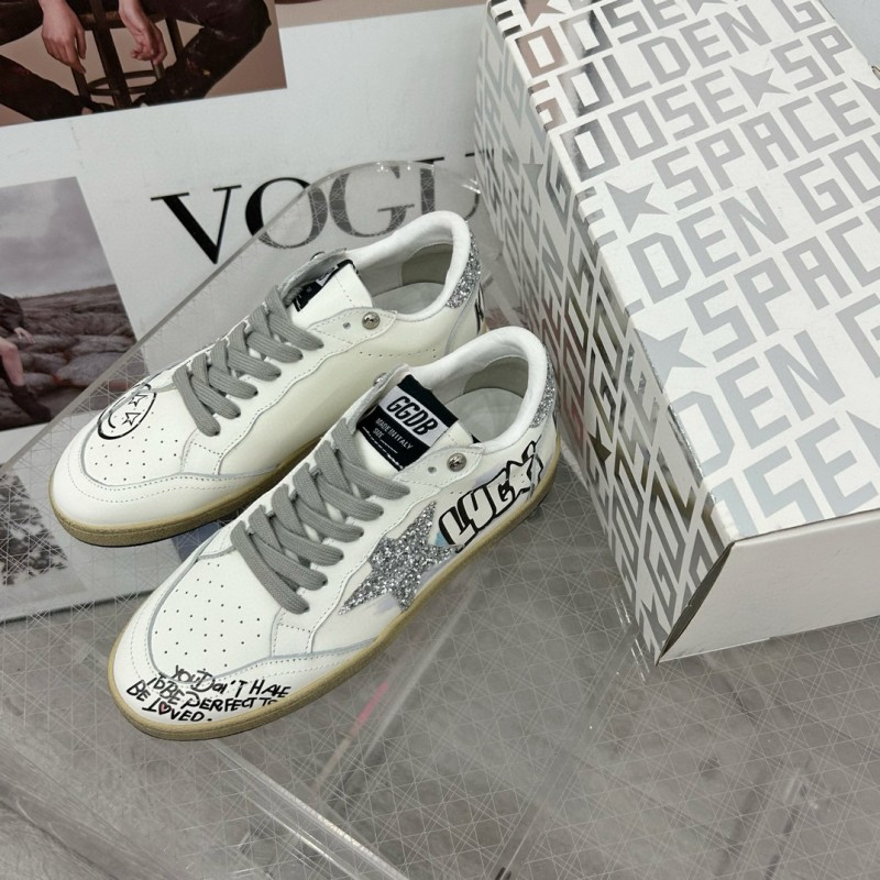 2024 Unisex GGDB White Black Glitter Leather Low-top Sneakers MJ00260