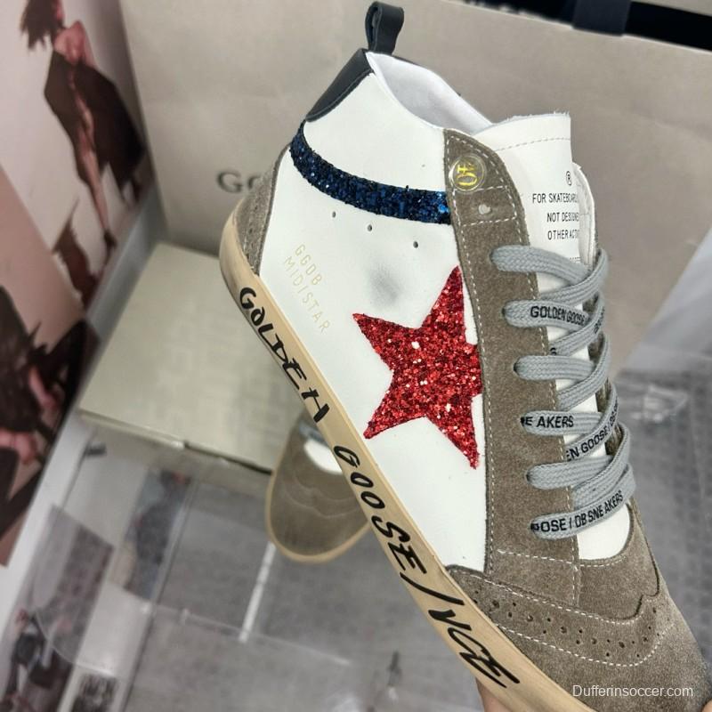 2024 Unisex GGDB White Red Glitter Suede Leather Sneakers MJ00300
